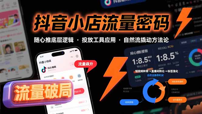 抖音小店流量密码，随心推底层逻辑，投放工具应用，自然流撬动核心方法论-桂芽网创
