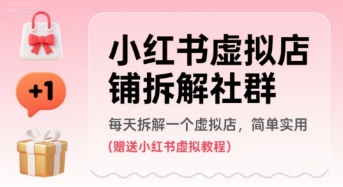 小红书虚拟店铺拆解社群，每天拆解一个虚拟店，简单实用(赠送小红书虚拟教程)-桂芽网创