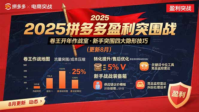 2025拼多多盈利突围战：卷王开年作战室，新手突围四大隐形技巧(更新8月-桂芽网创