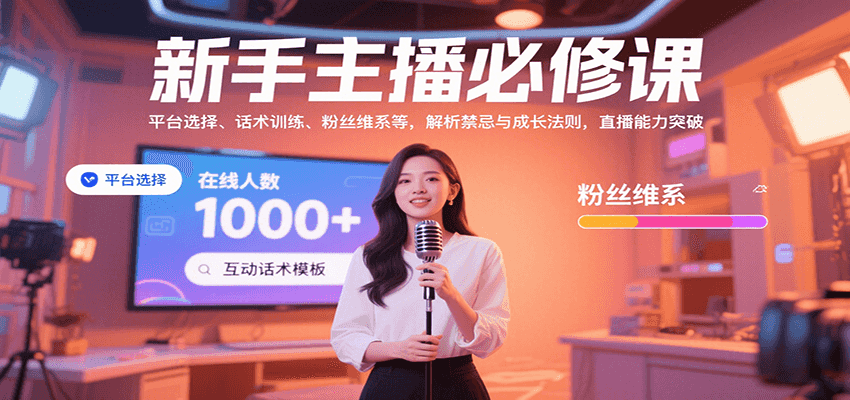 新手主播必修课：平台选择、话术训练、粉丝维系等，解析禁忌与成长法则，突破直播能力-桂芽网创