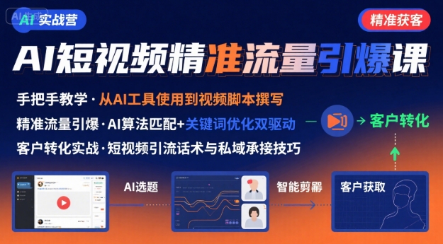 AI+短视频引爆精准客户实战营，手把手教你引爆Ai短视频精准流量-桂芽网创