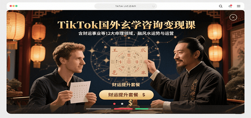 TikTok国外玄学咨询变现课，含财运事业等12大命理领域，融风水运势与运营-桂芽网创