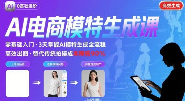 AI模特进阶课程，0基础高效生成逼真电商模特图-桂芽网创