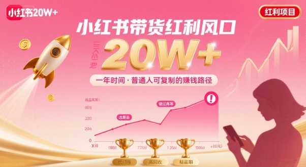 一年时间靠小红书带货项目年入20w+，最不能错的大红利项目-桂芽网创