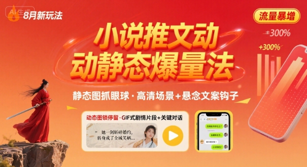 8月小说推文全新玩法，动静态图片+搭配小说文案爆量玩法-桂芽网创
