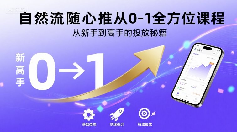 自然流随心推从0-1全方位课程，从新手到高手的投放秘籍-桂芽网创