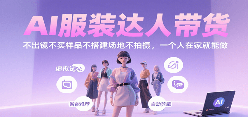AI服装达人带货，不出镜不买样品不搭建场地不拍摄，一个人在家就能做-桂芽网创