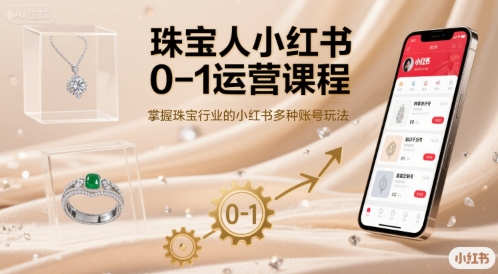 珠宝人小红书0-1运营课程，掌握珠宝行业的小红书多种账号玩法-桂芽网创
