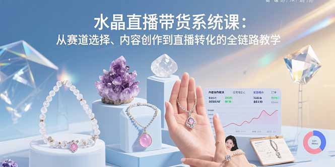 水晶直播带货系统课：从赛道选择、内容创作到直播转化的全链路教学-桂芽网创