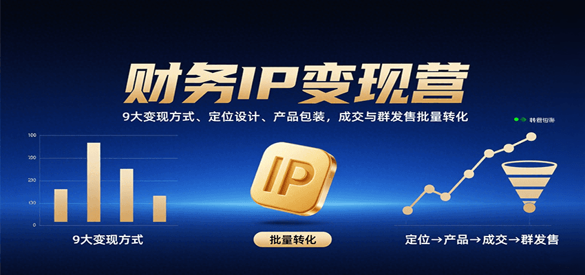 财务IP变现营：9大变现方式、定位设计、产品包装，成交与群发售批量转化-桂芽网创