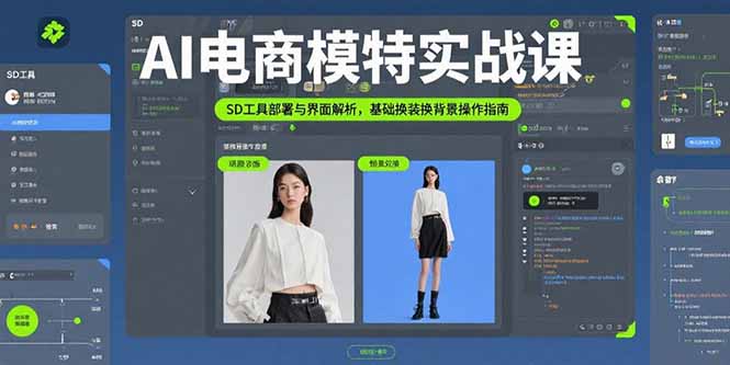 AI电商模特实战课，SD工具部署与界面解析，基础换装换背景操作指南-桂芽网创
