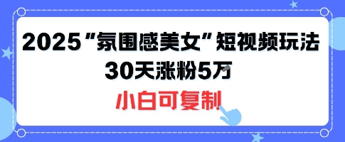 不露脸也能火！2025“氛围感美女”短视频玩法，30天涨粉5W小白可复制-桂芽网创