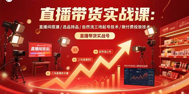 直播带货实战课：直播间搭建/选品排品/自然流三场起号技术/微付费投放技术-桂芽网创