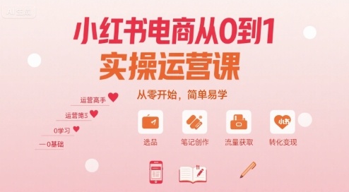 小红书电商从0到1实操运营课，从零开始，简单易学-桂芽网创