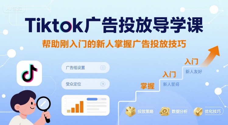 Tiktok广告投放导学课，帮助刚入门的新人掌握广告投放技巧-桂芽网创