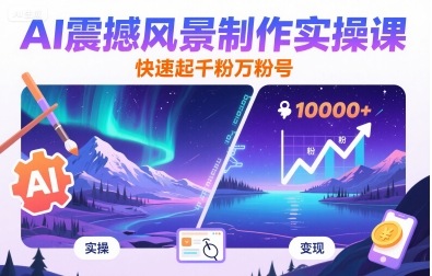 AI震撼风景制作实操课，快速起千粉万粉号-桂芽网创