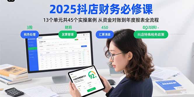 2025抖店财务必修课：13个单元共45个实操案例 从资金对账到年度报表全流程-桂芽网创