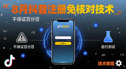 8月抖音注册免核对技术，不保证百分百，自测-桂芽网创