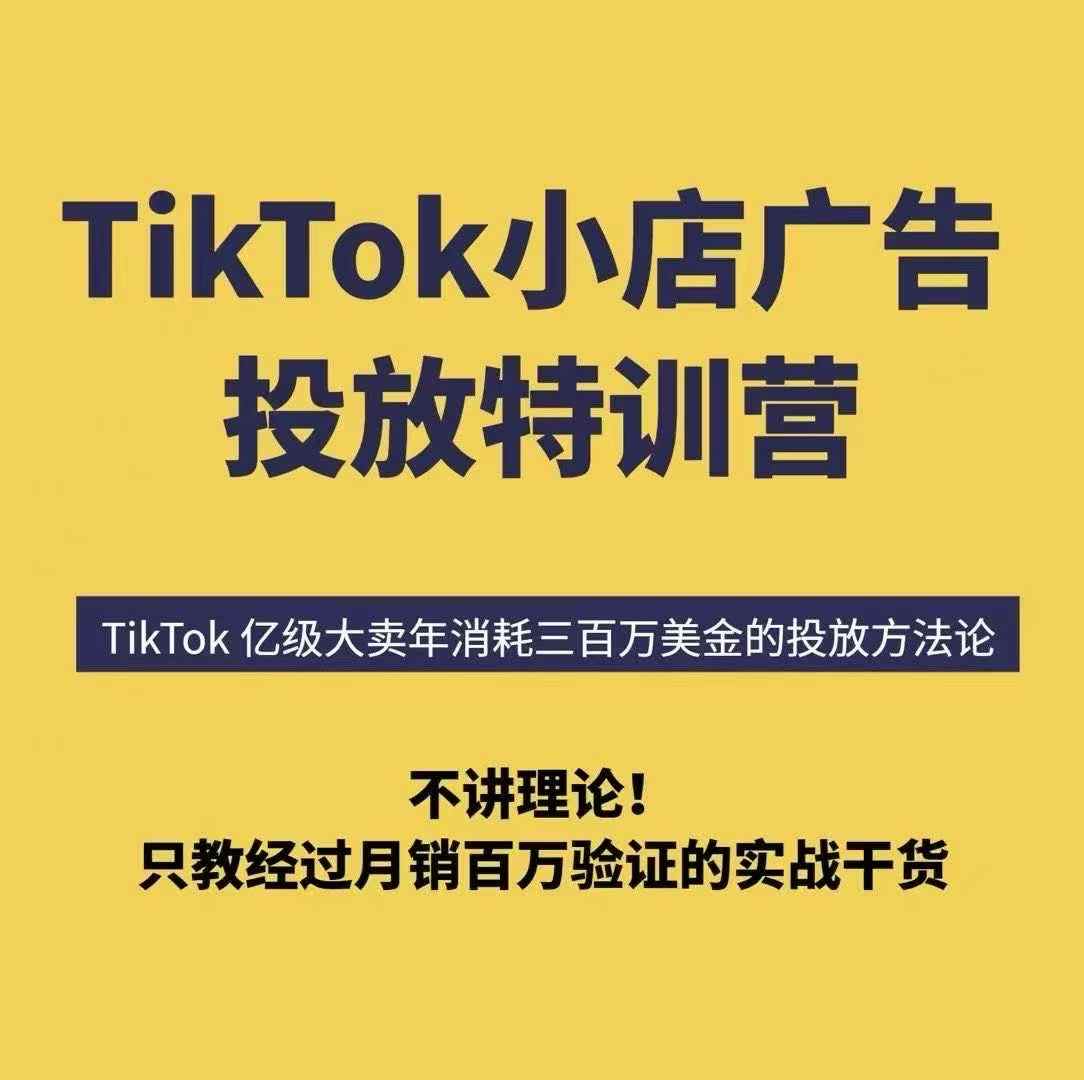 TikTok小店广告投放特训营，6天破局计划专治各种“投不动”，教你经过月销百万验证的实战干货-桂芽网创