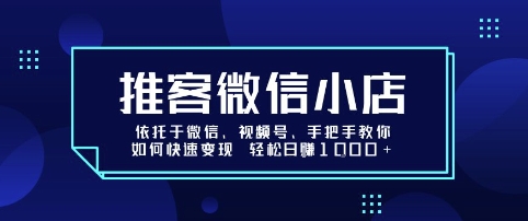 推客微信小店依托于微信、视频号，手把手教你如何快速变现 轻松日入1k+【揭秘】-桂芽网创