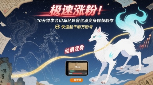 极速涨粉！10分钟学会山海经异兽丝滑变身视频制作，快速起千粉万粉号-桂芽网创