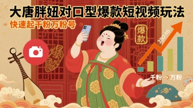 大唐胖妞对口型爆款短视频玩法，快速起千粉万粉号-桂芽网创