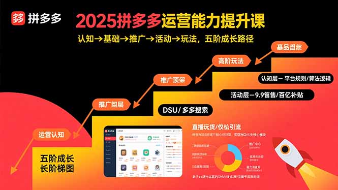 2025拼多多运营能力提升课：认知→基础→推广→活动→玩法，五阶成长路径-桂芽网创