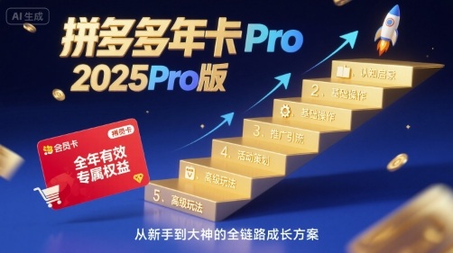 拼多多年卡2025Pro版，五大板块从认知到基础、从推广到活动、从活动到玩法-桂芽网创