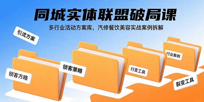 同城实体联盟破局课，多行业活动方案库，汽修餐饮美容实战案例拆解-桂芽网创