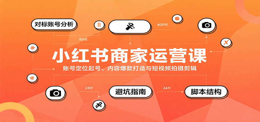 小红书商家运营课，账号定位起号、内容爆款打造与短视频拍摄剪辑-桂芽网创