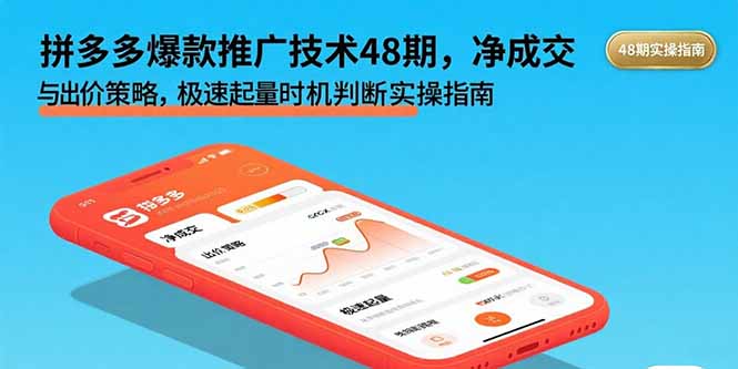 拼多多爆款推广技术48期，净成交与出价策略，极速起量时机判断实操指南-桂芽网创