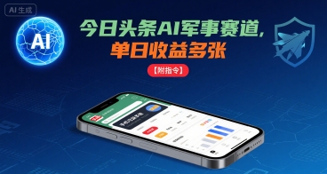 今日头条AI军事赛道，单日收益多张 ，手机可做【附指令】-桂芽网创