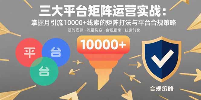 三大平台矩阵运营实战：掌握月引流10000+线索的矩阵打法与平台合规策略-桂芽网创