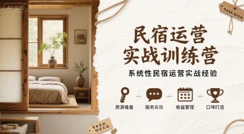 民宿运营实战训练营，系统性民宿运营实战经验-桂芽网创
