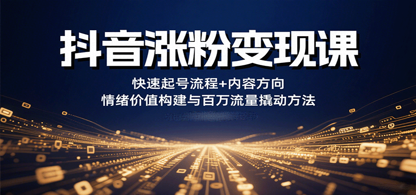 抖音涨粉变现课，快速起号流程+内容方向+情绪价值构建与百万流量撬动方法-桂芽网创