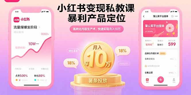 小红书变现私教课，暴利产品定位，高转化内容生产术，快速实现月入10万-桂芽网创