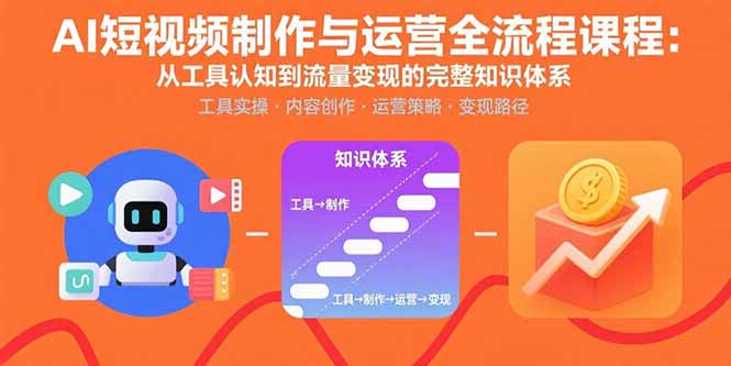 AI短视频制作与运营全流程课程：从工具认知到流量变现的完整知识体系-桂芽网创