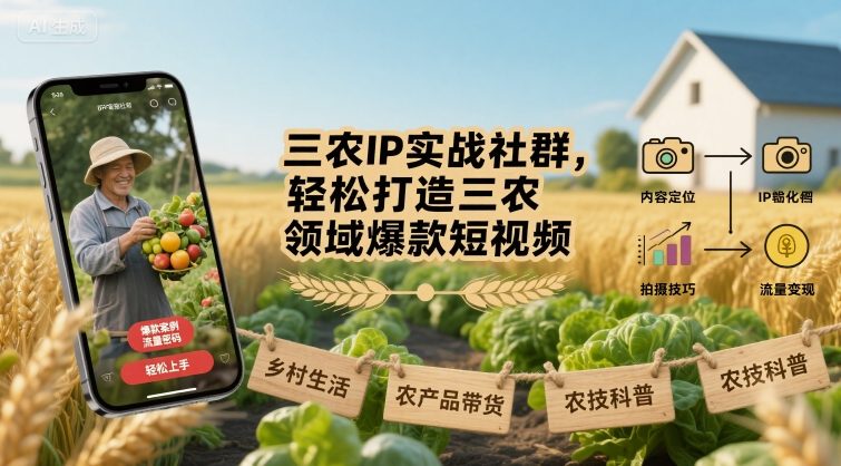 三农IP实战社群，轻松打造三农领域爆款短视频-桂芽网创