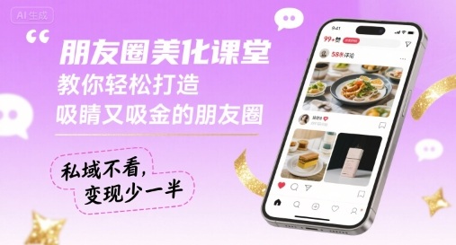 朋友圈美化课堂，教你轻松打造，吸睛又吸金的朋友圈，私域不看，变现少一半-桂芽网创