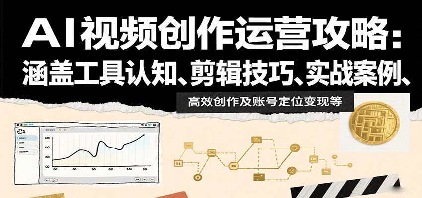 AI视频创作运营攻略：涵盖工具认知、剪辑技巧、实战案例、高效创作及账号定位变现等-桂芽网创