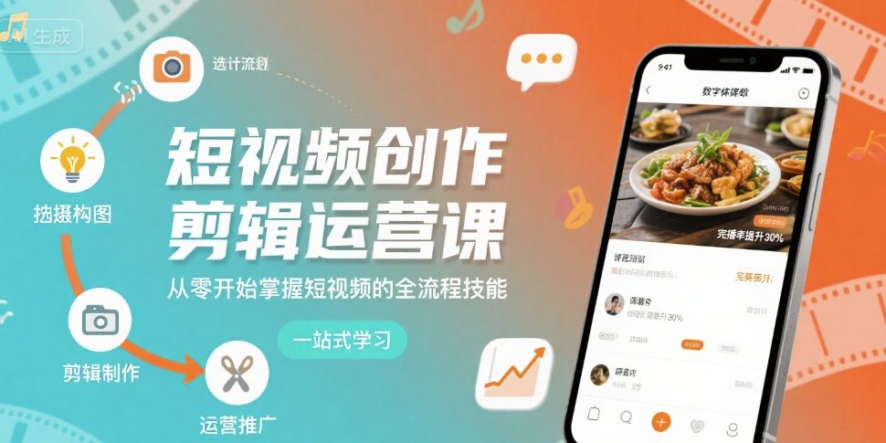 短视频创作剪辑运营课，从零开始掌握短视频的全流程技能-桂芽网创