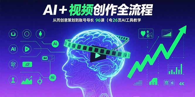 AI+短视频创作全流程：从创意策划到账号增长，96节课(含26项AI工具教学-桂芽网创