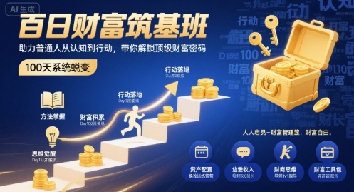 百日财富筑基班，助力普通人从认知到行动，带你解锁顶级财富密码-桂芽网创