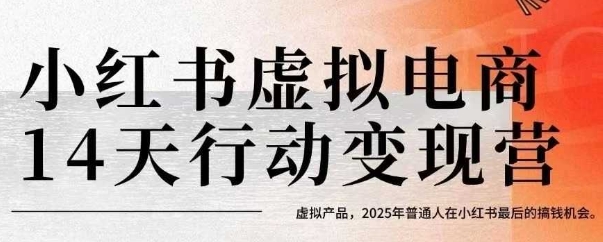小红书虚拟电商14天变现训练营，虚拟产品，2025年普通人在小红书最后的搞钱机会(更新)-桂芽网创