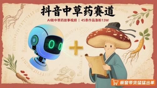 抖音中草药赛道，用AI做中草药故事视频，45条作品涨粉13W，橱窗带货猛猛出单-桂芽网创