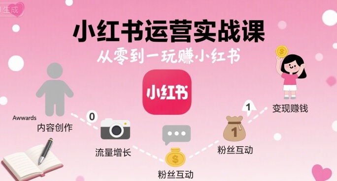 小红书运营实战课，从零到一玩賺小红书-桂芽网创