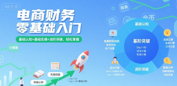 电商财务零基础入门，基础认知+基础实操+进阶突破，轻松掌握-桂芽网创