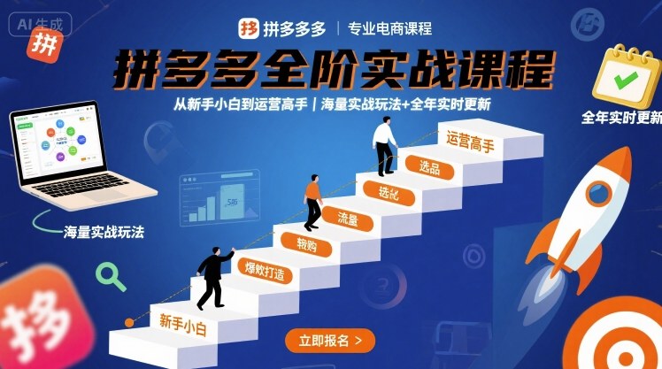 拼多多全阶实战课程，从新手小白到运营高手，海量实战玩法+全年实时更新【2025年9月更新】-桂芽网创
