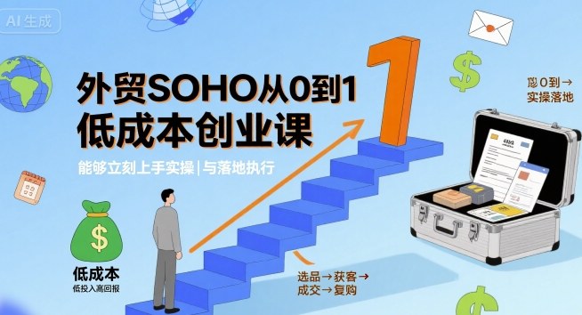 外贸SOHO从0到1低成本创业课，能够立刻上手实操与落地执行-桂芽网创