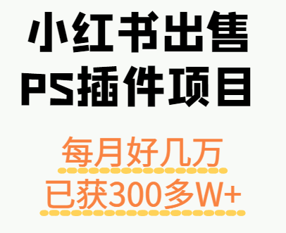 小红书出售PS插件项目，每月都收入好几万，长期操作已获利300多W+-桂芽网创